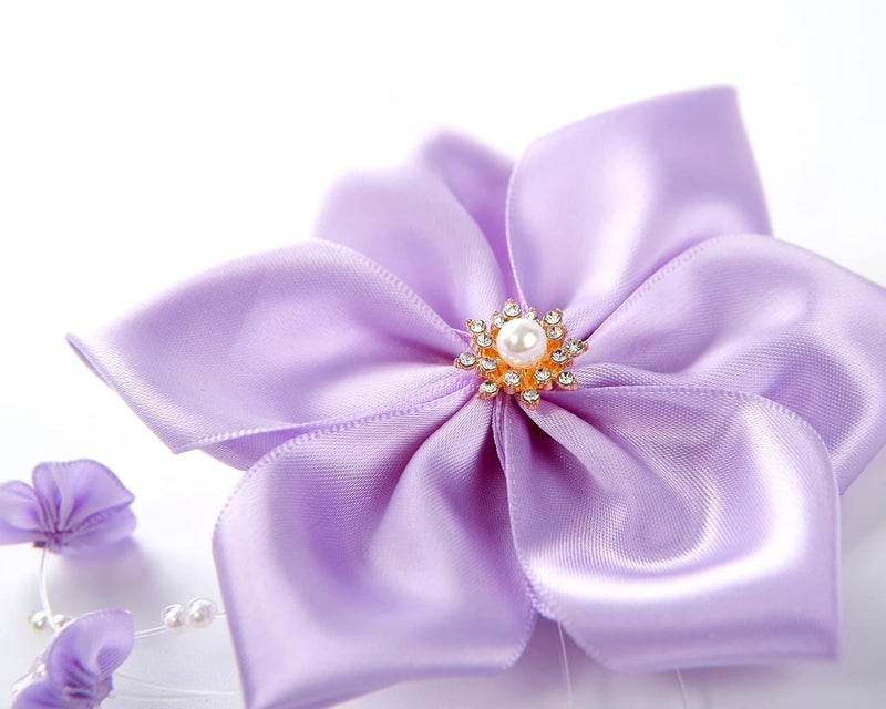 Fancheer Purple Flower Hair Clip with Clip On Earrings for Women Halloween Costume Accessories Headpiece for Isabella - Image 4